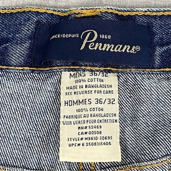 Penmans Dad Jeans Mens 36W 32L 100% Cotton Straight Leg High Rise Jeans - Picture 7 of 10